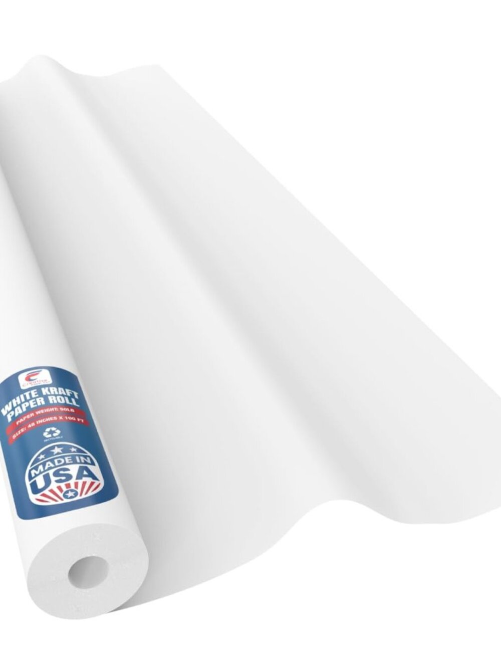 White Kraft Paper Wide Jumbo Roll 48" x 1200" 100ft Ideal for Gift Wrapping, Art